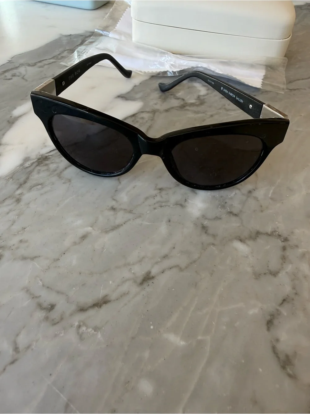Linda Farrow for The Row Glossy Black Cat-Eye Sunglasses